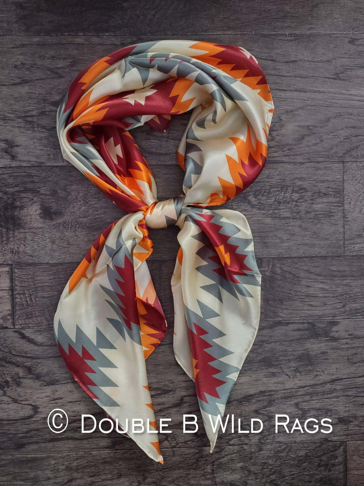 Wild Rag 100% SILK AZTEC Orange, Burgundy, Ivory, Sage gray Cowboy Western Neck Scarf Bandanna by Double B Wild Rags