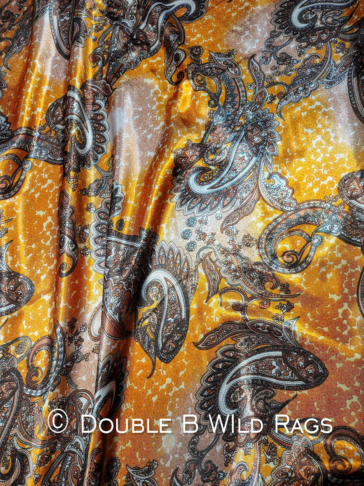 Wild Rag PAISLEY 121 Mustard Gold and Brown Cowboy Buckaroo Western Neck Scarf Bandanna by Double B Wild Rags
