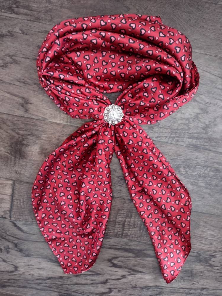 WILD RAG Valentine's red with pink hearts Cowboy Western Neck Scarf Bandanna by Double B Wild Rags