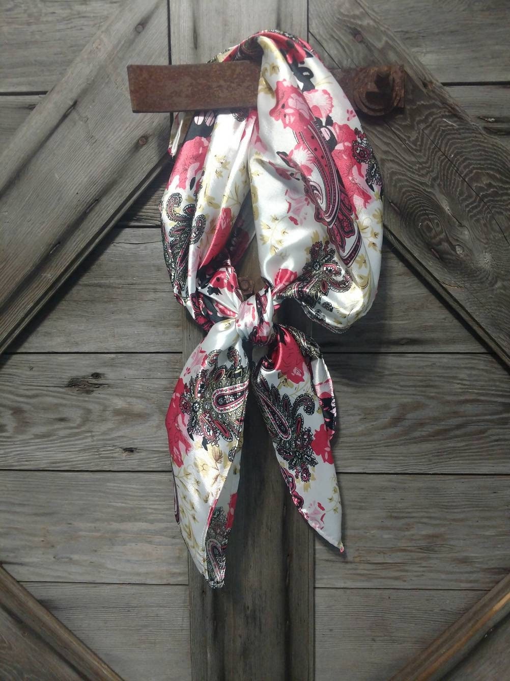 Wild Rag PAISLEY 114 Wine Red and Ivory Floral Cowboy Western Neck Scarf Bandanna by Double B Wild Rags