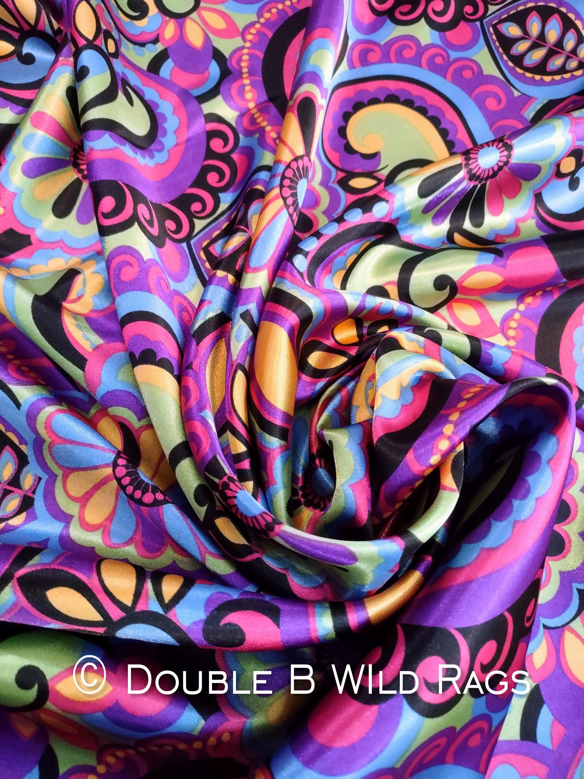 Wild Rag PAISLEY 118 Old School Hippie Purple Cowboy Western Neck Scarf Bandanna by Double B Wild Rags
