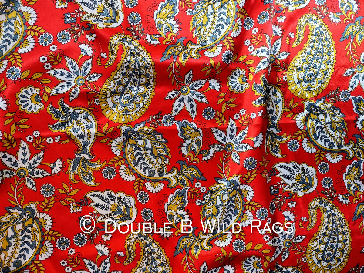 WILD RAG PAISLEY 120 Vintage Red and Gold Western Cowboy Neck Scarf Bandana by Double B Wild Rags