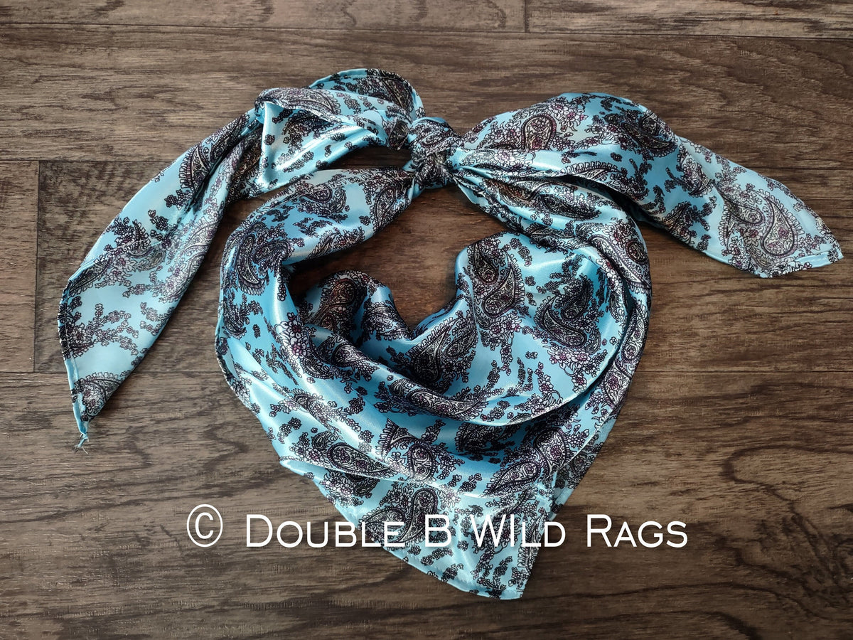 Wild Rag Retro Paisley Turquoise Light Blue Cowboy Western Neck Scarf Bandanna by Double B Wild Rags