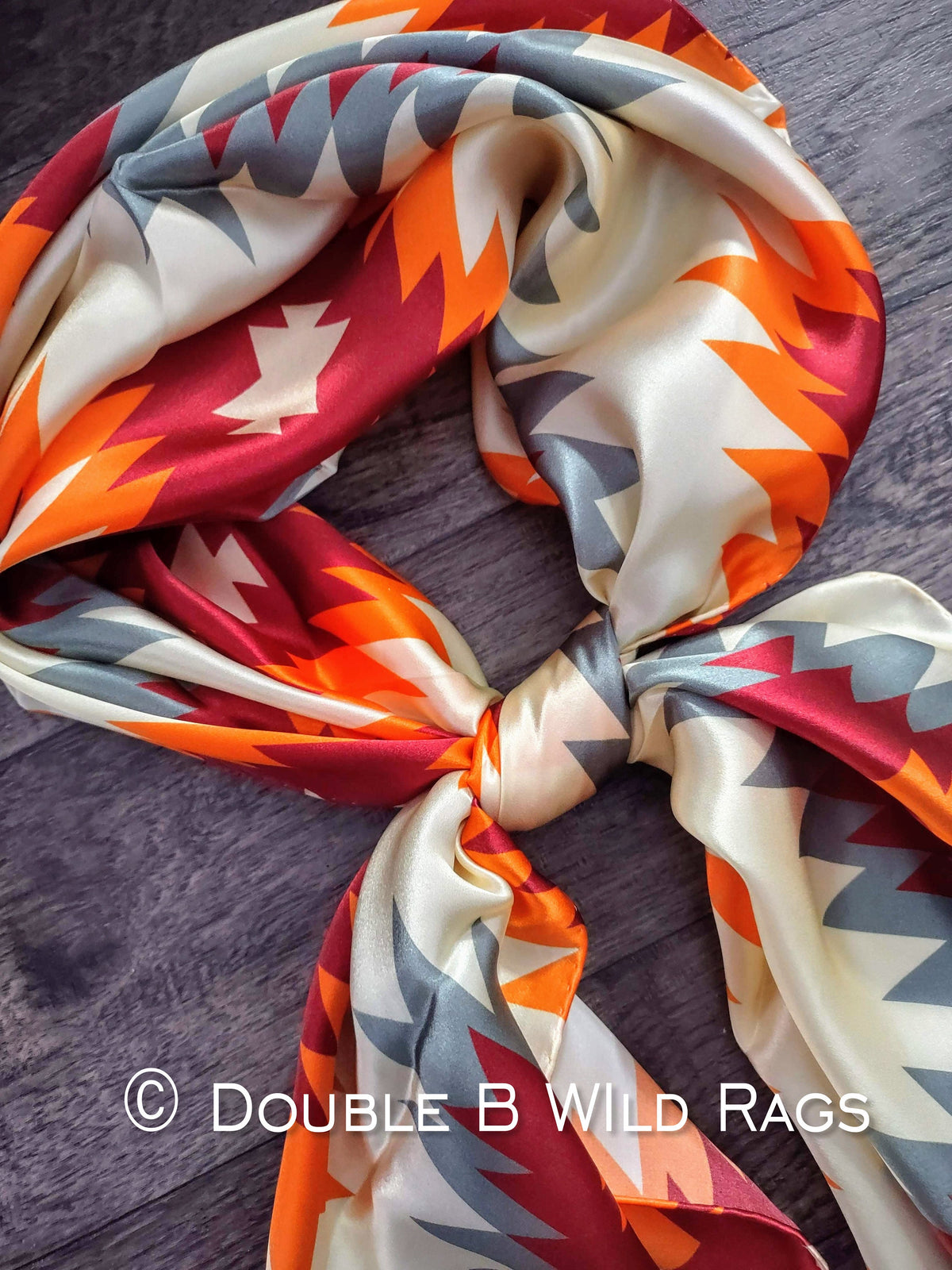 Wild Rag 100% SILK AZTEC Orange, Burgundy, Ivory, Sage gray Cowboy Western Neck Scarf Bandanna by Double B Wild Rags