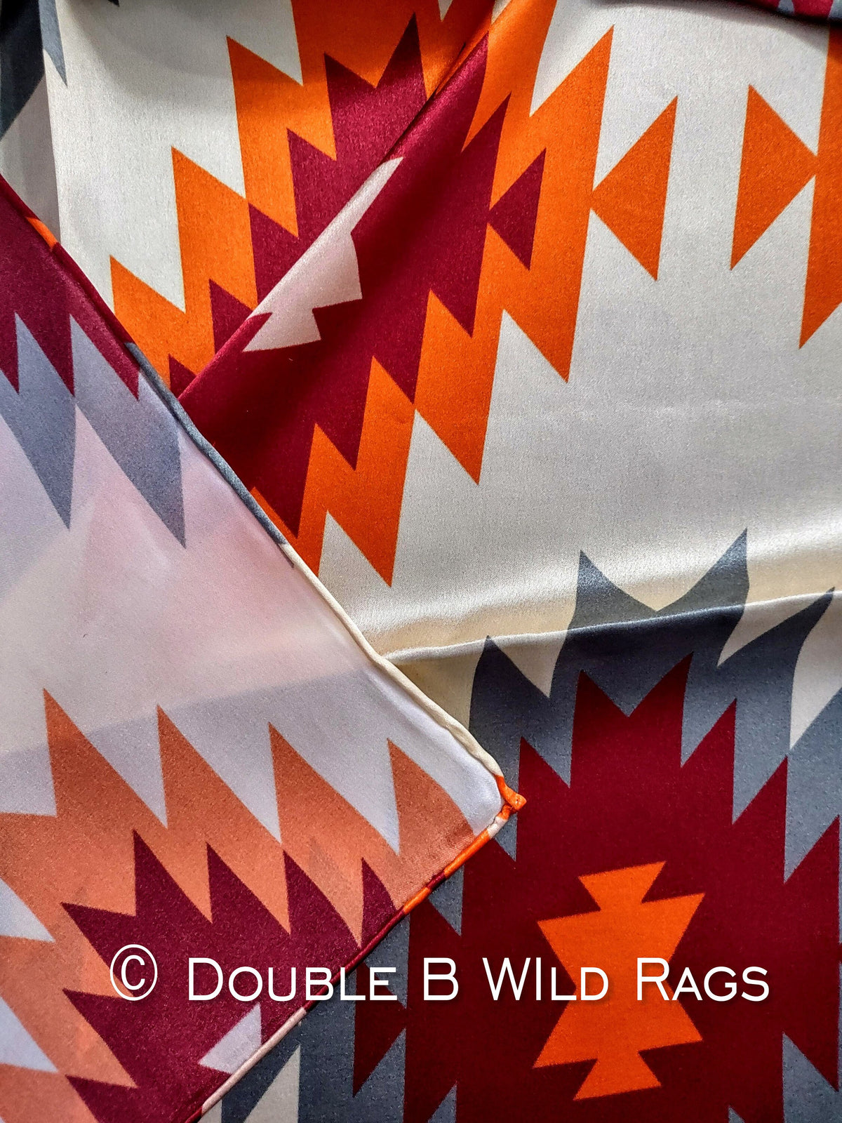 Wild Rag 100% SILK AZTEC Orange, Burgundy, Ivory, Sage gray Cowboy Western Neck Scarf Bandanna by Double B Wild Rags