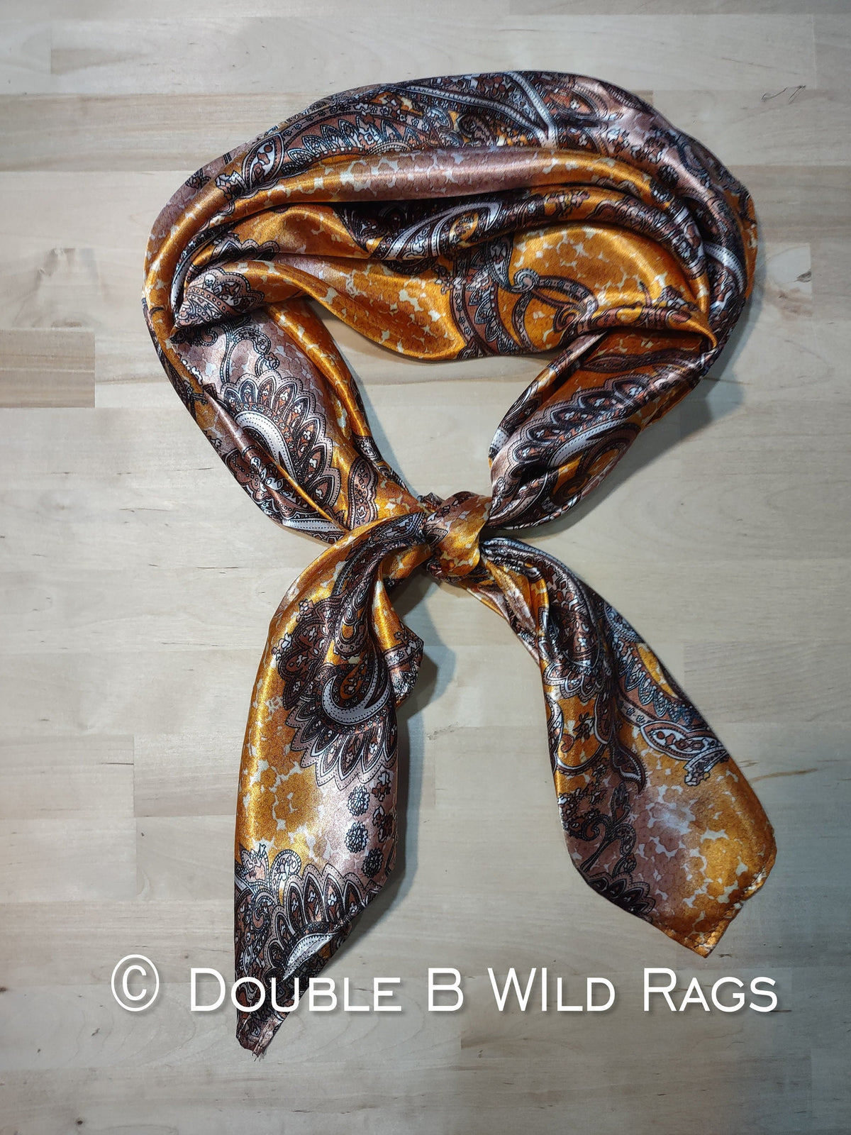 Wild Rag PAISLEY 121 Mustard Gold and Brown Cowboy Buckaroo Western Neck Scarf Bandanna by Double B Wild Rags