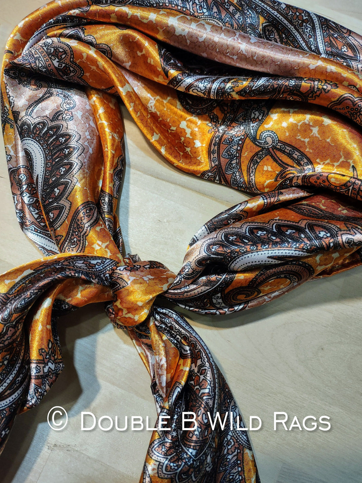 Wild Rag PAISLEY 121 Mustard Gold and Brown Cowboy Buckaroo Western Neck Scarf Bandanna by Double B Wild Rags