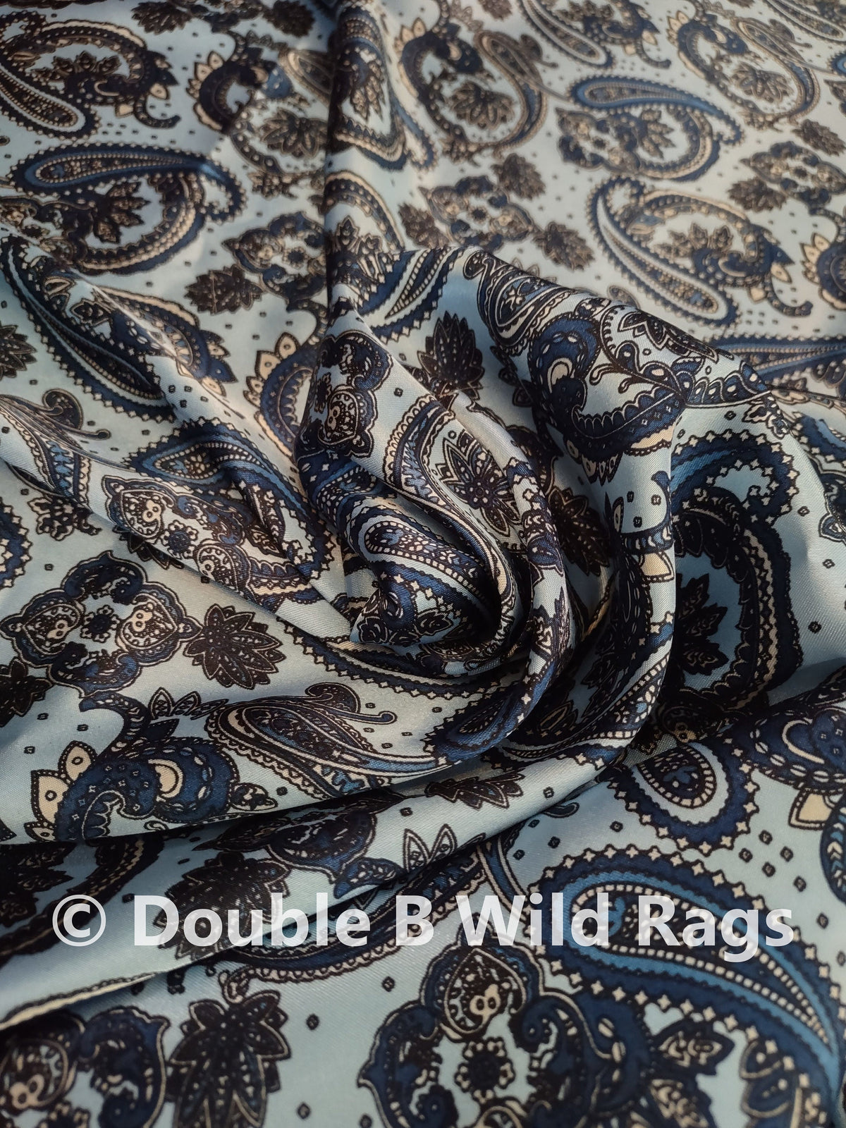 Wild Rag PAISLEY 125 Light Blue Paisley Cowboy Western Neck Scarf Bandanna by Double B Wild Rags