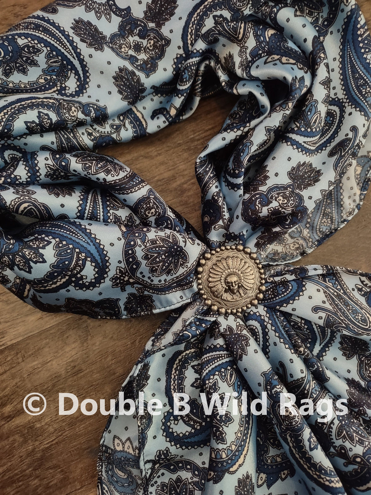 Wild Rag PAISLEY 125 Light Blue Paisley Cowboy Western Neck Scarf Bandanna by Double B Wild Rags