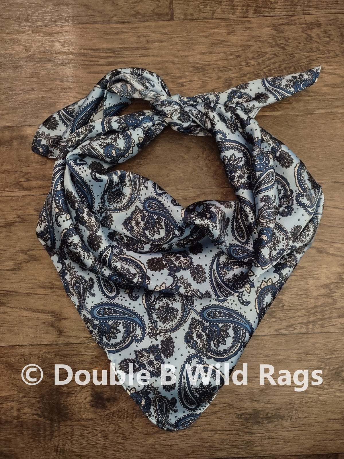 Wild Rag PAISLEY 125 Light Blue Paisley Cowboy Western Neck Scarf Bandanna by Double B Wild Rags