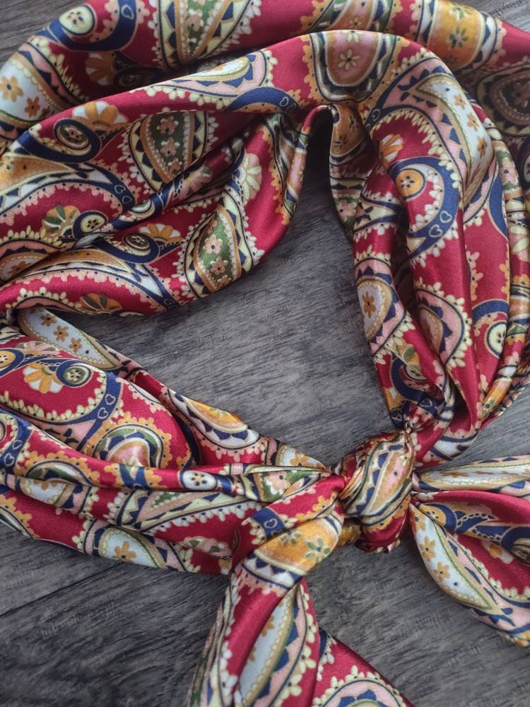 Wild Rag PAISLEY Burgundy Green Navy Blue and Gold Cowboy Western Neck Scarf Bandanna Double B Wild Rags