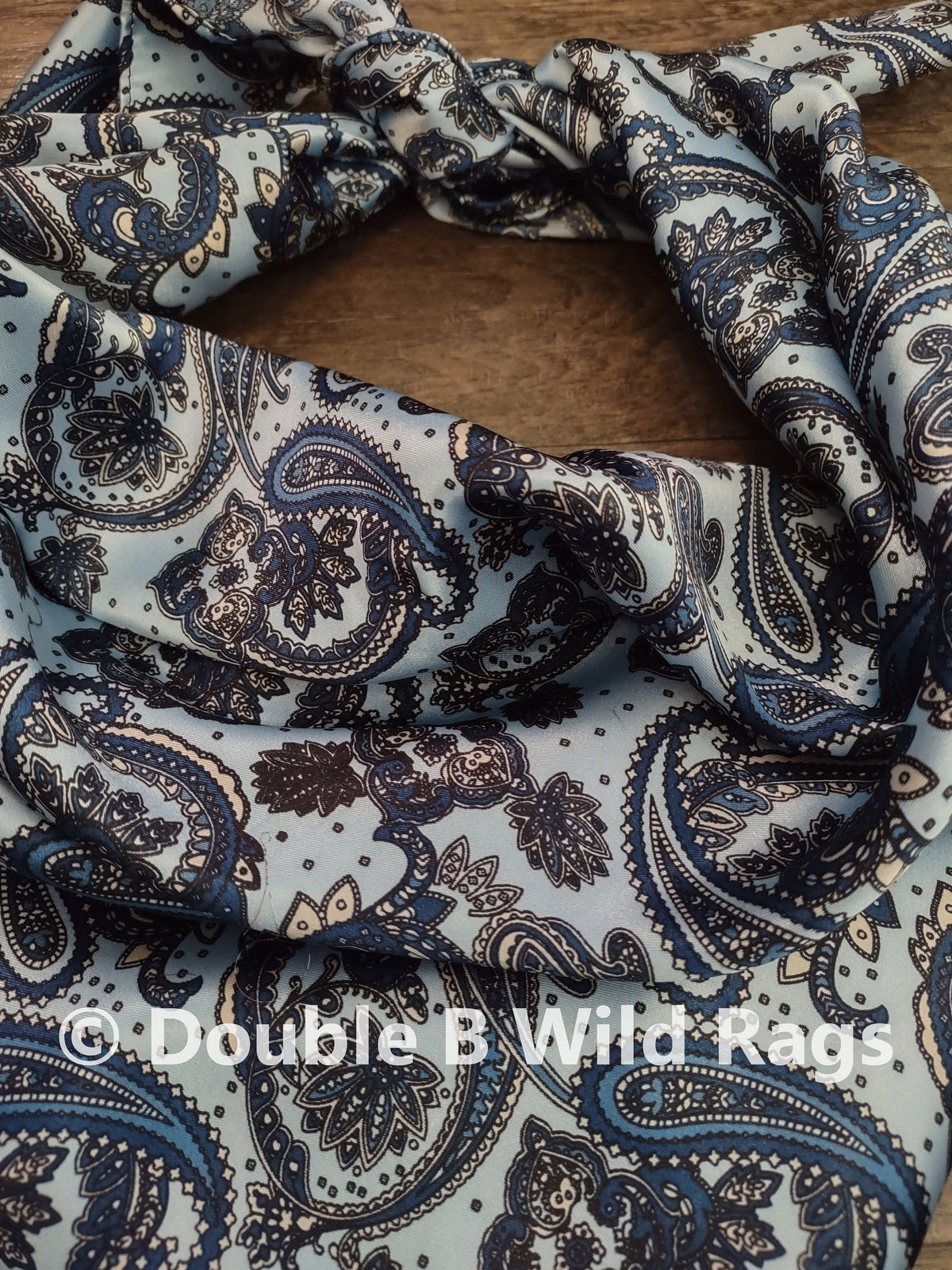 Wild Rag PAISLEY 125 Light Blue Paisley Cowboy Western Neck Scarf Bandanna by Double B Wild Rags