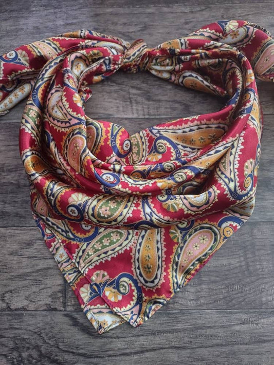 Wild Rag PAISLEY Burgundy Green Navy Blue and Gold Cowboy Western Neck Scarf Bandanna Double B Wild Rags
