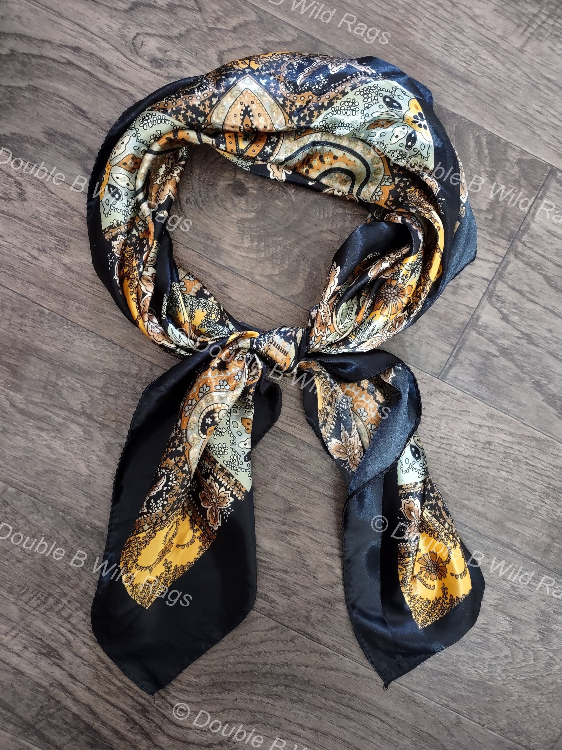 Wild Rag BARGAIN CORNER Gold Paisley Cowboy Western Neck Scarf Bandanna by Double B Wild Rags