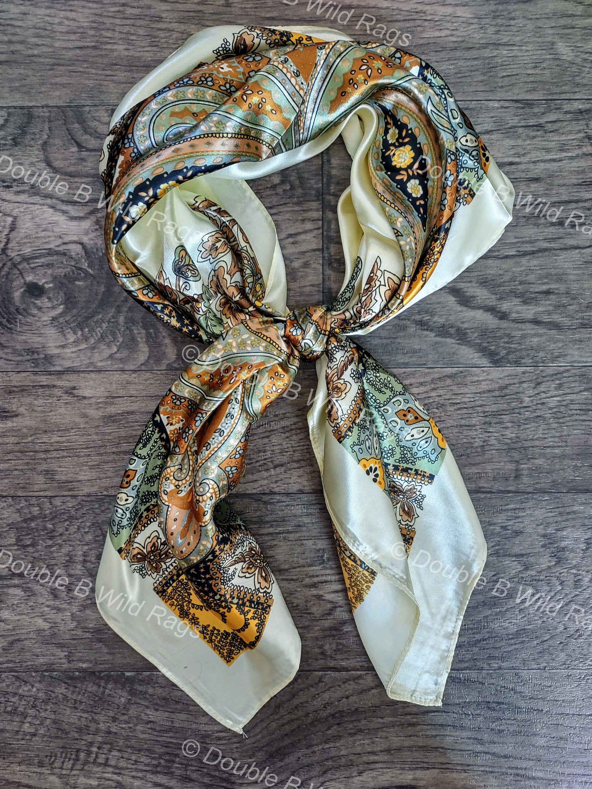Wild Rag BARGAIN CORNER Gold Paisley Cowboy Western Neck Scarf Bandanna by Double B Wild Rags