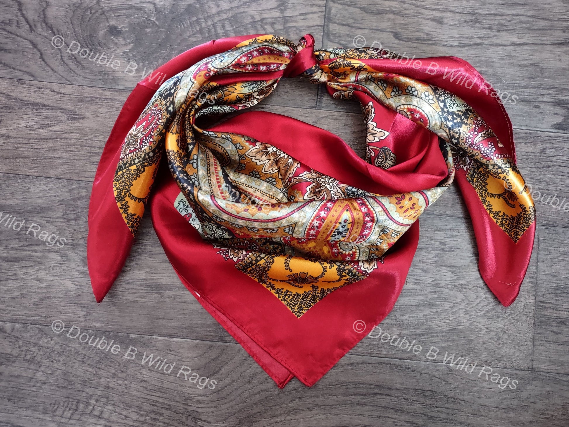 Wild Rag BARGAIN CORNER Gold Paisley Cowboy Western Neck Scarf Bandanna by Double B Wild Rags