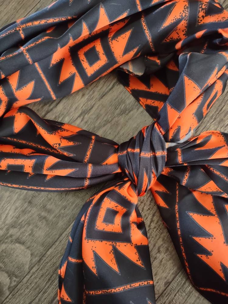 HALLOWEEN Wild Rag HOLIDAY 1501 Orange and Black Aztec Cowboy Western Neck Scarf Bandanna by Double B Wild Rags