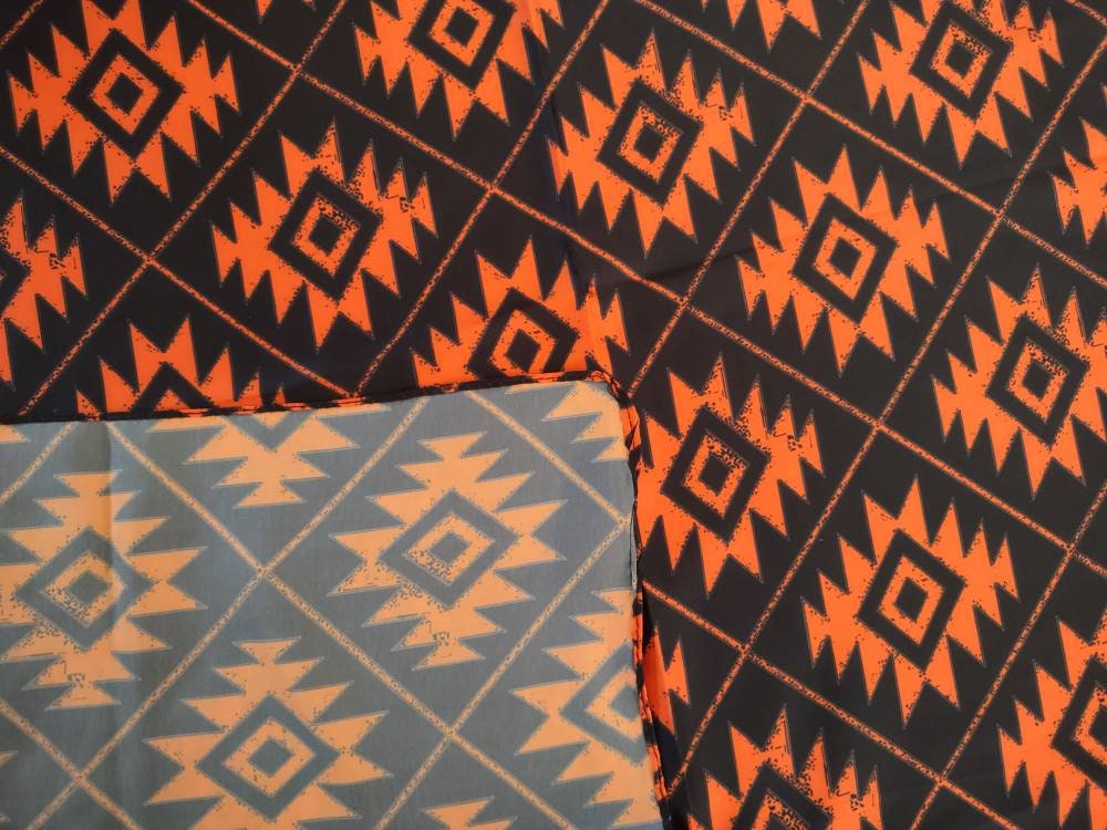 HALLOWEEN Wild Rag HOLIDAY 1501 Orange and Black Aztec Cowboy Western Neck Scarf Bandanna by Double B Wild Rags