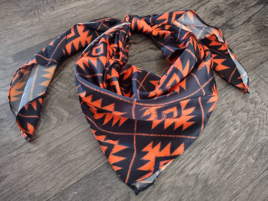 HALLOWEEN Wild Rag HOLIDAY 1501 Orange and Black Aztec Cowboy Western Neck Scarf Bandanna by Double B Wild Rags