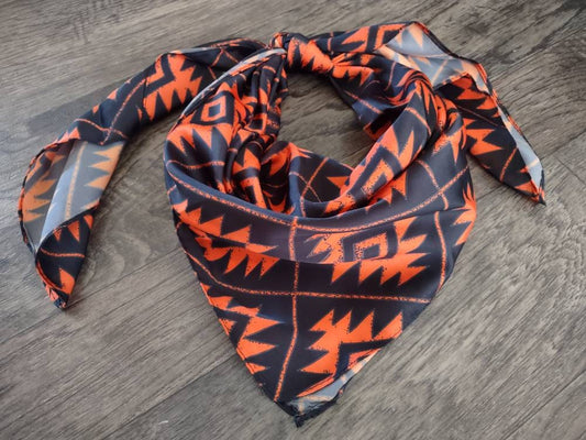 HALLOWEEN Wild Rag HOLIDAY 1501 Orange and Black Aztec Cowboy Western Neck Scarf Bandanna by Double B Wild Rags