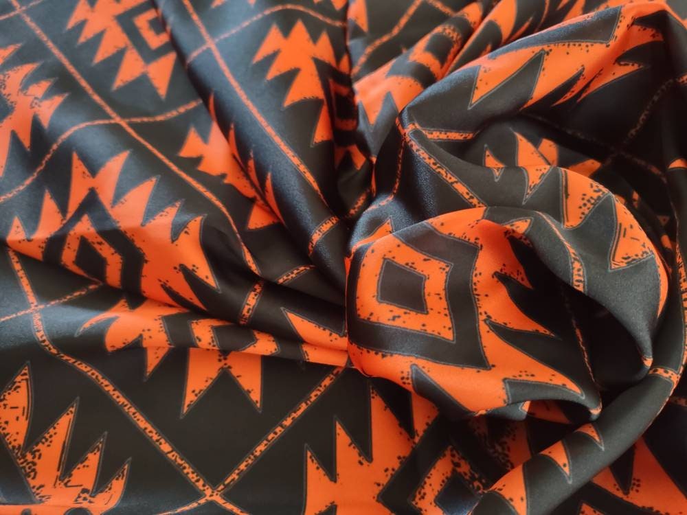 HALLOWEEN Wild Rag HOLIDAY 1501 Orange and Black Aztec Cowboy Western Neck Scarf Bandanna by Double B Wild Rags