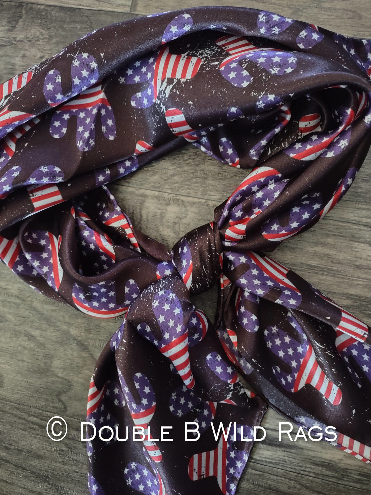 Wild Rag 100% SILK Patriotic Red White and Blue Cactus Cowboy Western Neck Scarf Bandanna by Double B Wild Rags