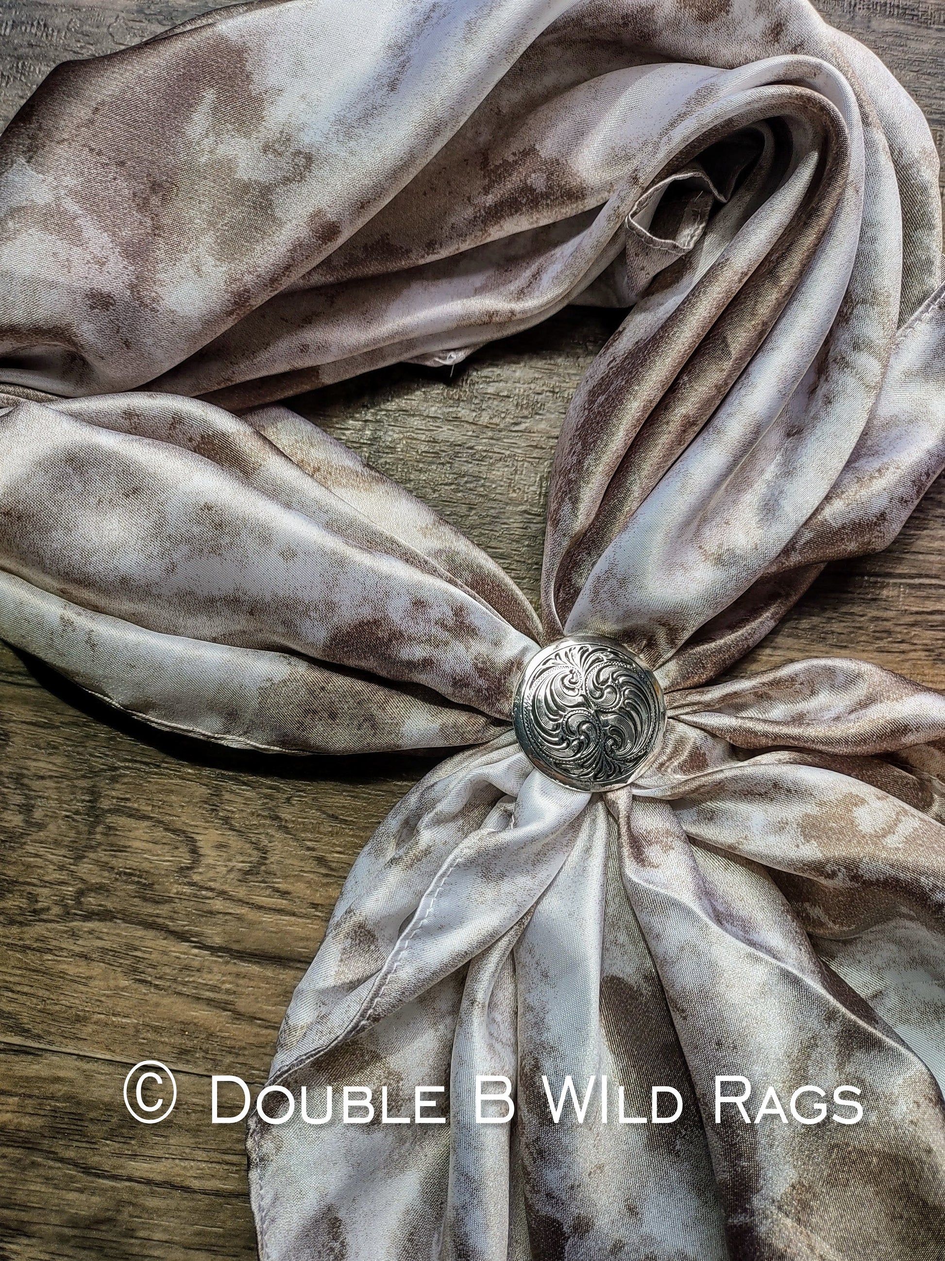 Wild Rag Tan Beige White Grunge Print Cowboy Western Neck Scarf Bandanna by Double B Wild Rags