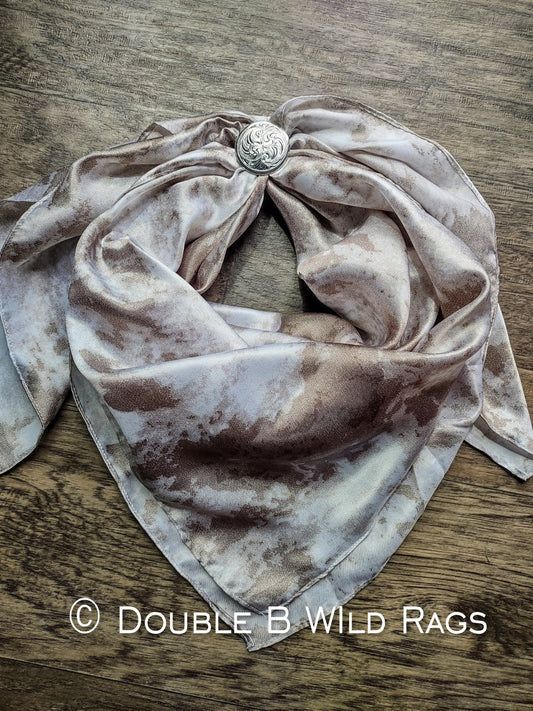 Wild Rag Tan Beige White Grunge Print Cowboy Western Neck Scarf Bandanna by Double B Wild Rags