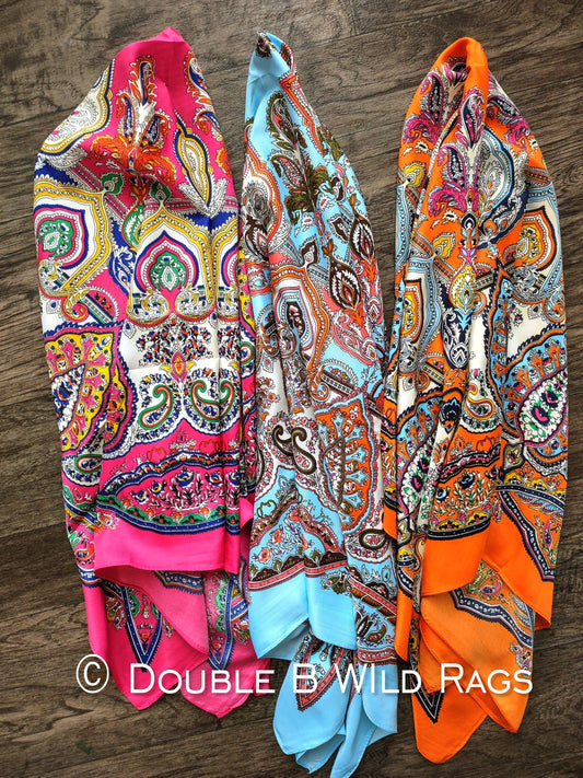Wild Rag BARGAIN CORNER BC1105 Large 40"x40" Ethnic Paisley Cowboy Western Neck Scarf by Double B Wild Rags