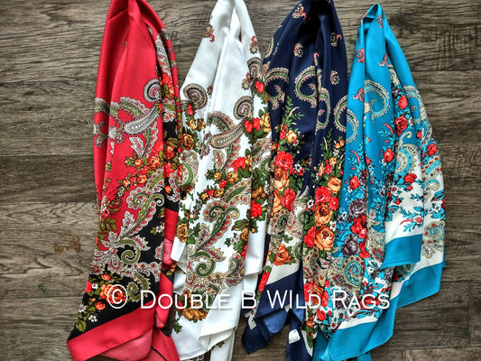 Wild Rag BARGAIN CORNER BC1106 40"x40" Roses and Paisley Cowboy Western Neck Scarf by Double B Wild Rags