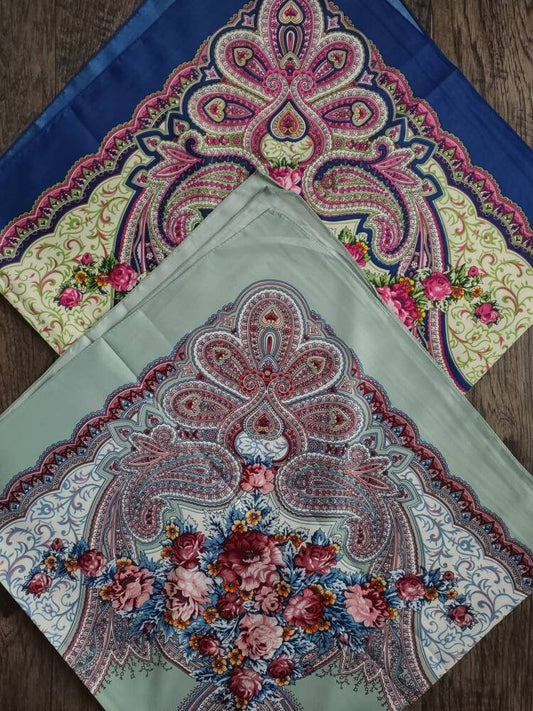 Wild Rag BARGAIN CORNER BC1108 Large 40"x40" Sage or Blue Roses Paisleys Cowboy Western Neck Scarf by Double B Wild Rags
