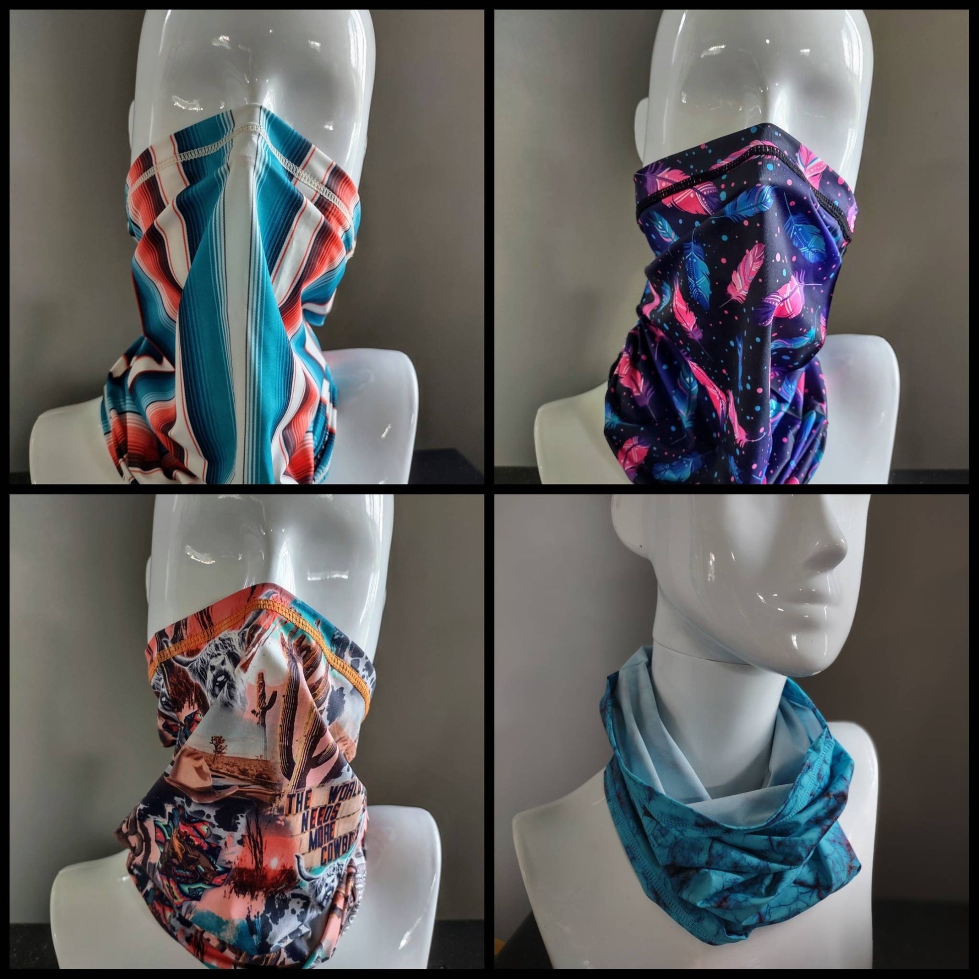GAITER Western Buff Tube Scarf Head Band Face Mask Cowboy Cowgirl Rodeo Serape by Double B Wild Rags