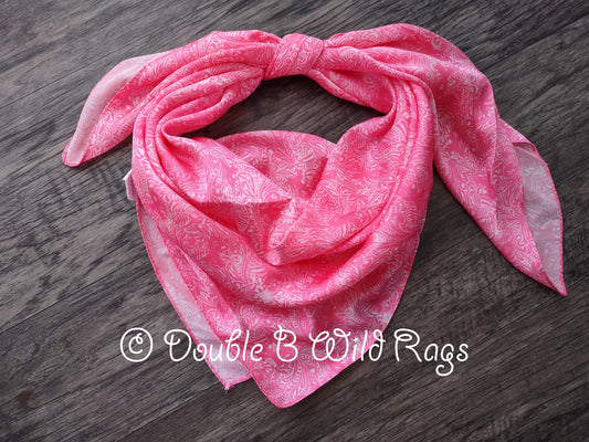 Wild Rag Pink Breast Cancer Ribbon and Floral Tooled Leather Cowboy Western Neck Scarf Bandanna by Double B Wild Rags