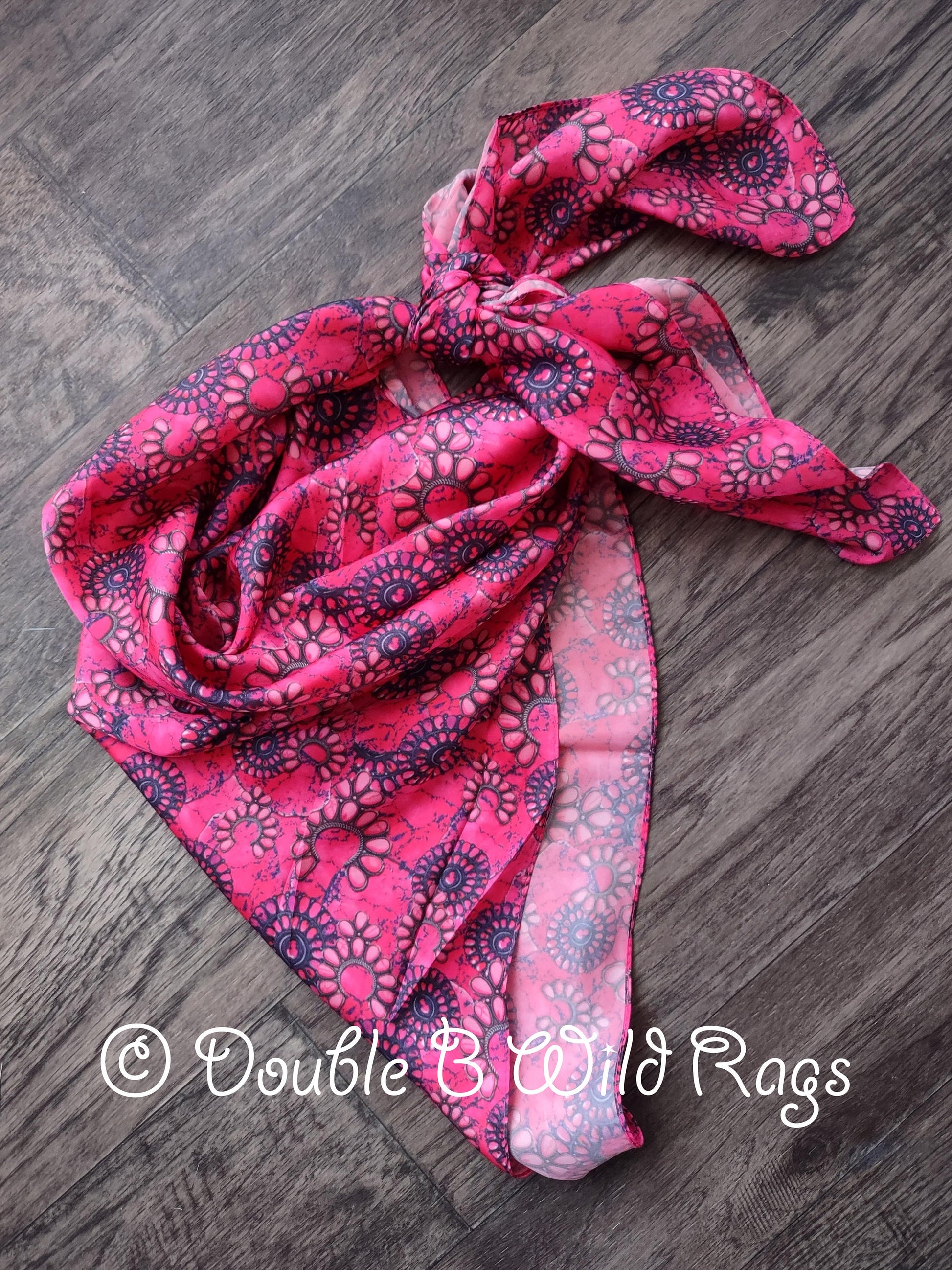 WILD RAG Hot Pink Gemstone Print Cowboy Western Neck Scarf Bandanna by Double B Wild Rags