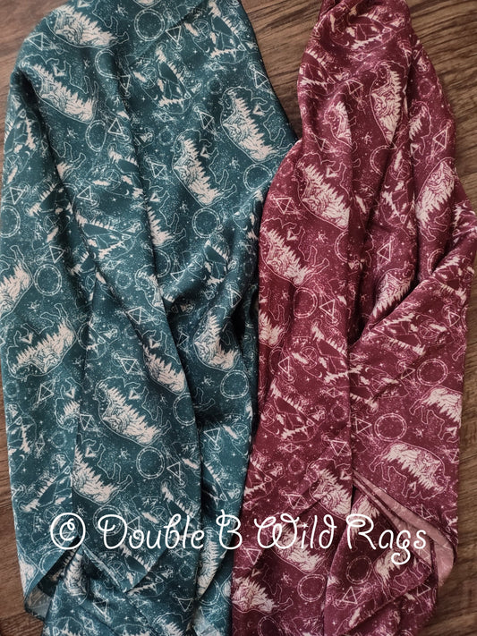 Wild Rag Bison, Bear, and Constellations Cowboy Western Neck Scarf Bandanna by Double B Wild Rags
