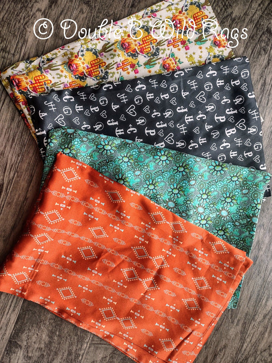 100% SILK PILLOWCASE Queen Western Style Cattle Brands Aztec Highland Cow Turquoise Gemstone by Double B Wild Rags