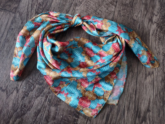 Wild Rag Turquoise Rust and Gold Glass Pumpkin Fall Holiday Print Cowboy Western Neck Scarf Bandanna by Double B Wild Rags