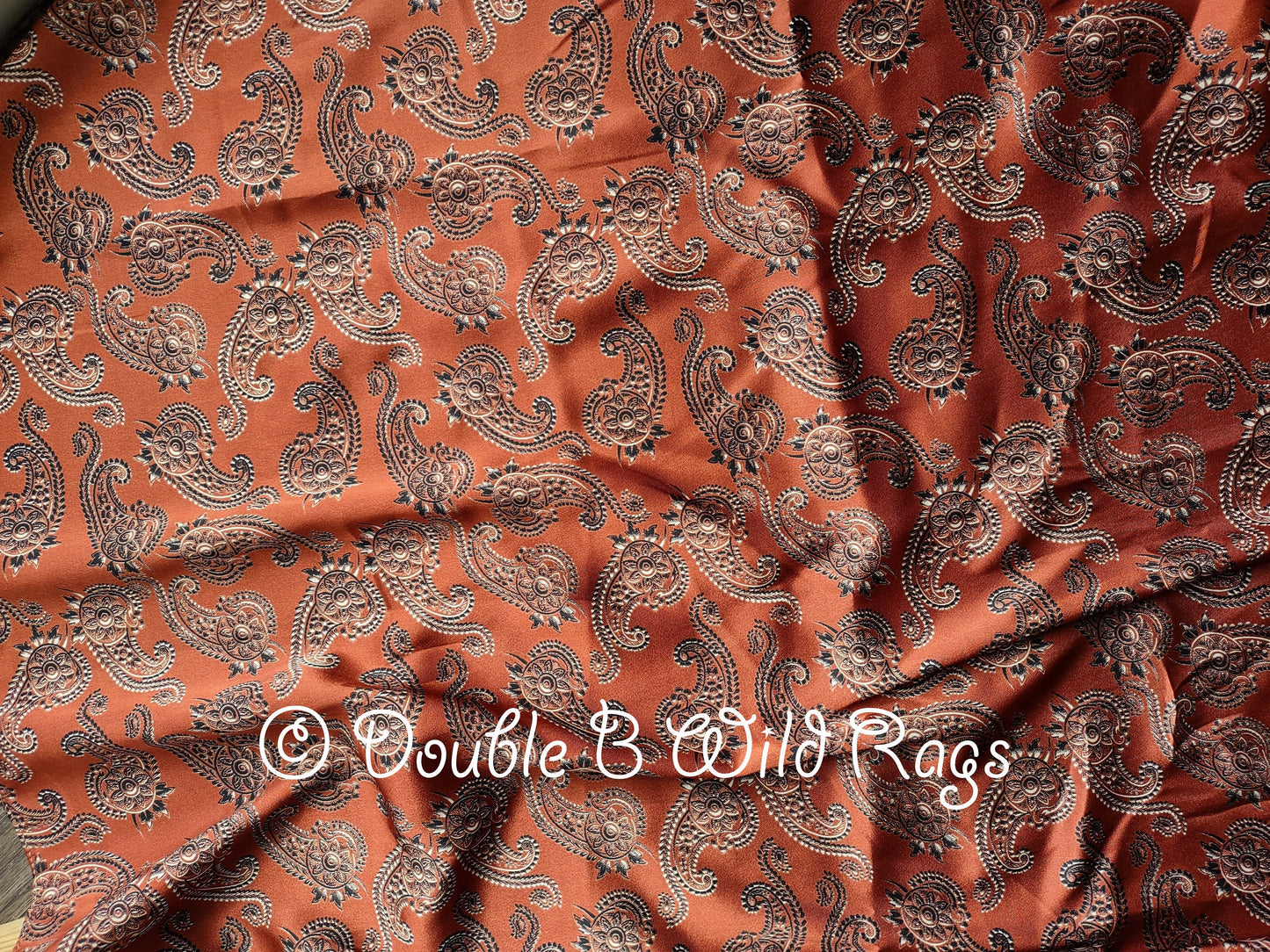 Wild Rag PAISLEY 139 Dark Rust Orange Spurs and Paisleys Cowboy Western Neck Scarf Bandanna by Double B Wild Rags
