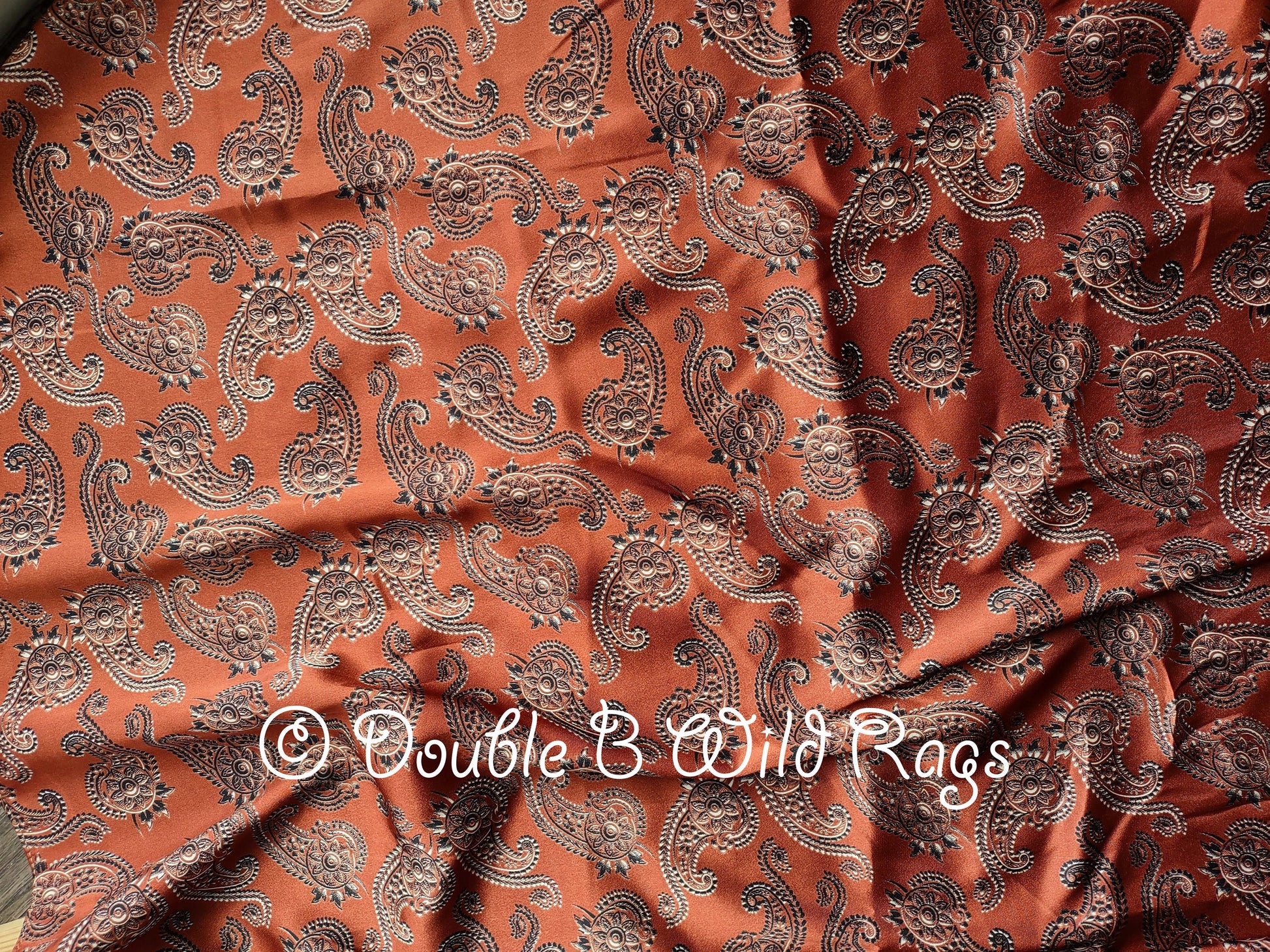 Wild Rag PAISLEY 139 Dark Rust Orange Spurs and Paisleys Cowboy Western Neck Scarf Bandanna by Double B Wild Rags