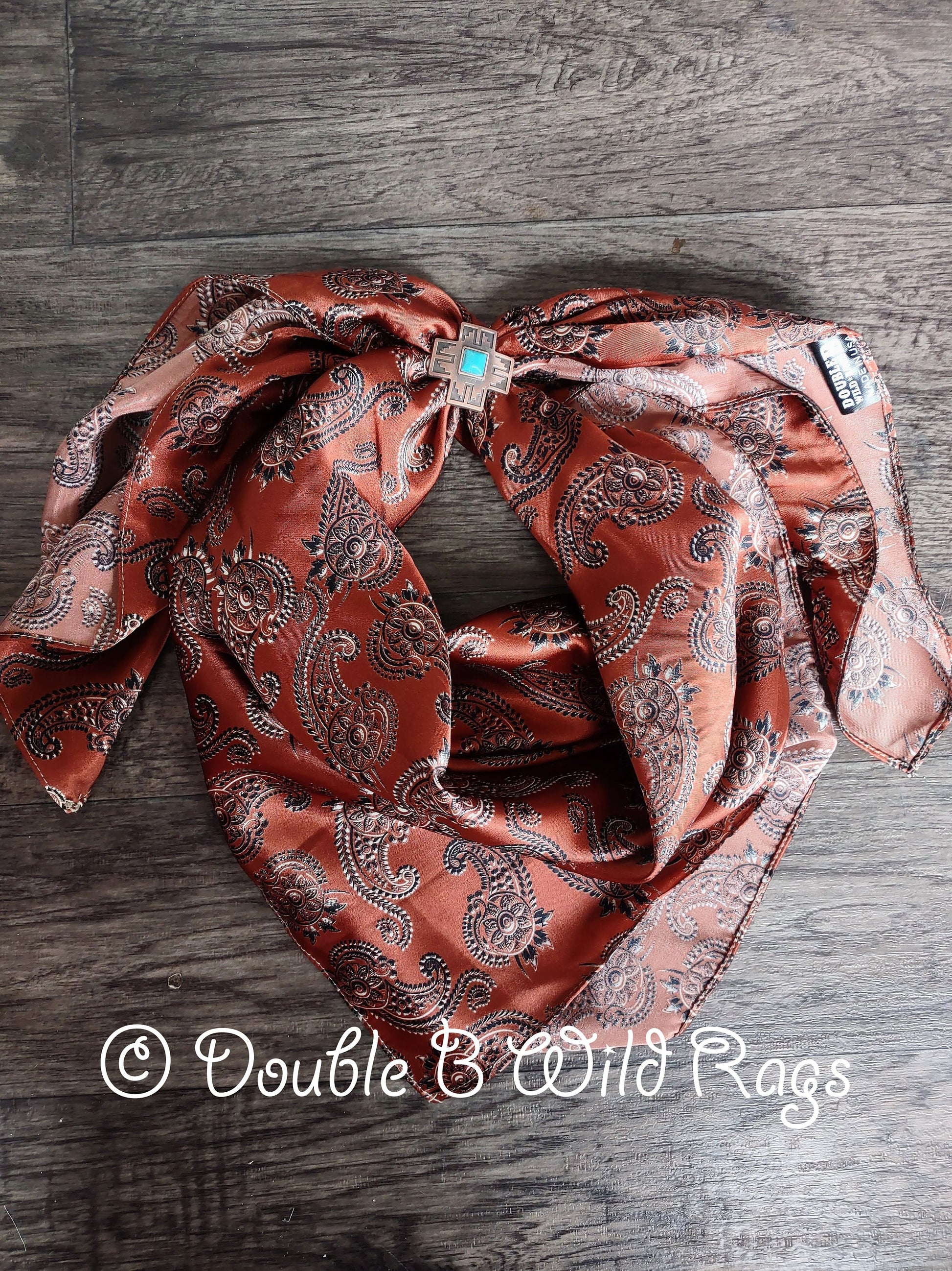 Wild Rag PAISLEY 139 Dark Rust Orange Spurs and Paisleys Cowboy Western Neck Scarf Bandanna by Double B Wild Rags