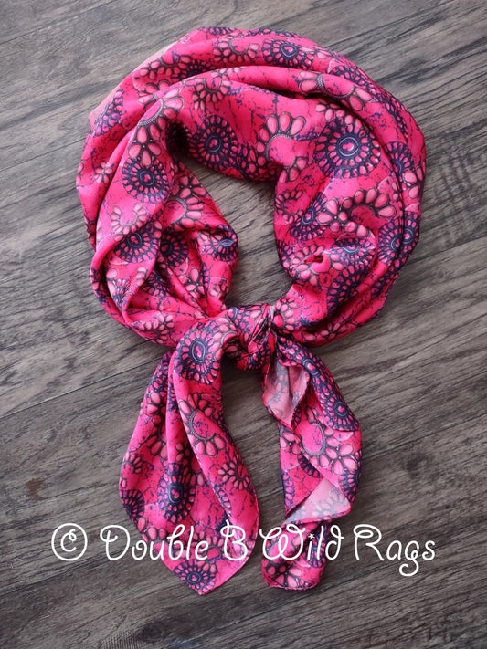 WILD RAG Hot Pink Gemstone Print Cowboy Western Neck Scarf Bandanna by Double B Wild Rags