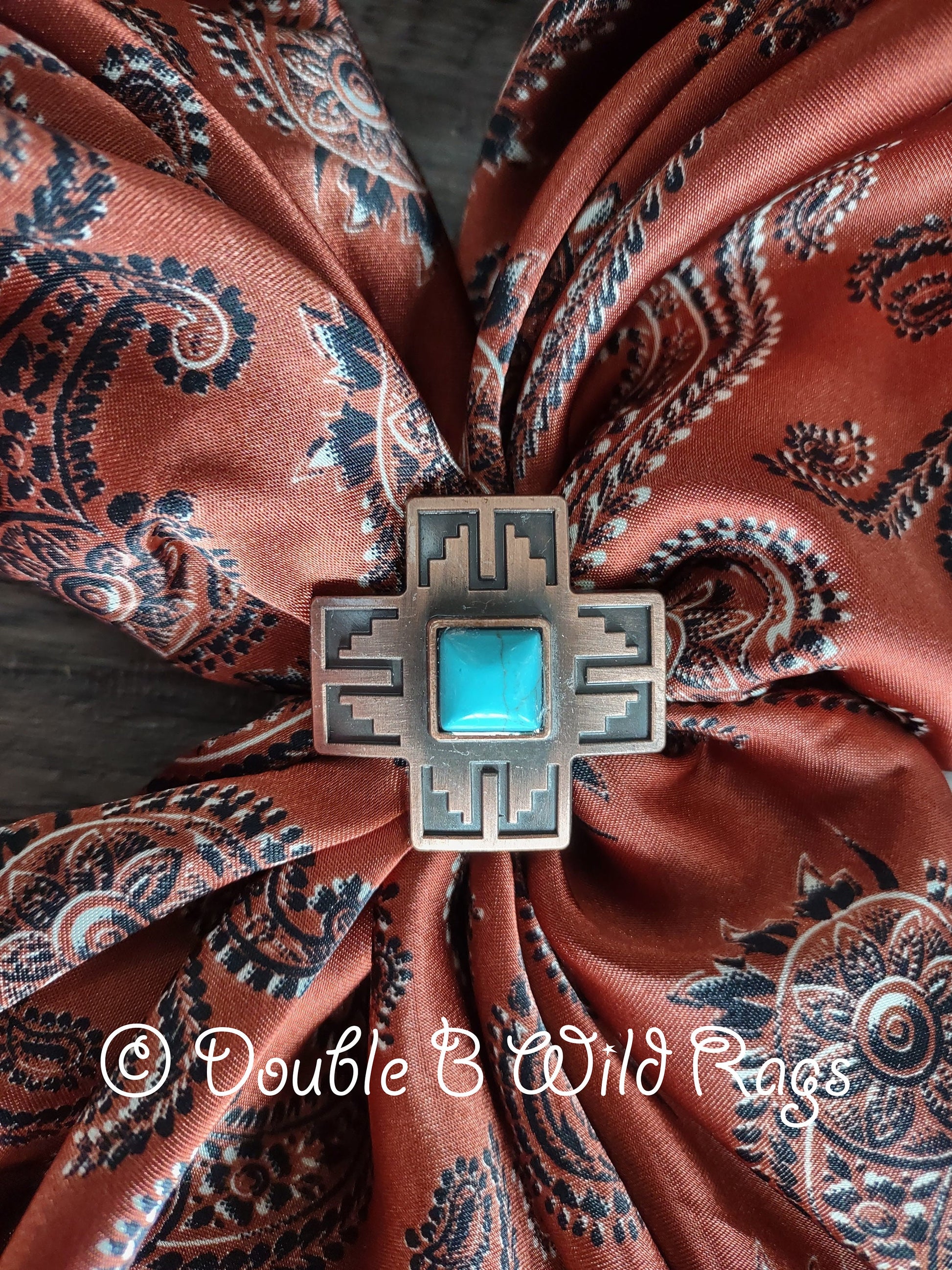Wild Rag PAISLEY 139 Dark Rust Orange Spurs and Paisleys Cowboy Western Neck Scarf Bandanna by Double B Wild Rags