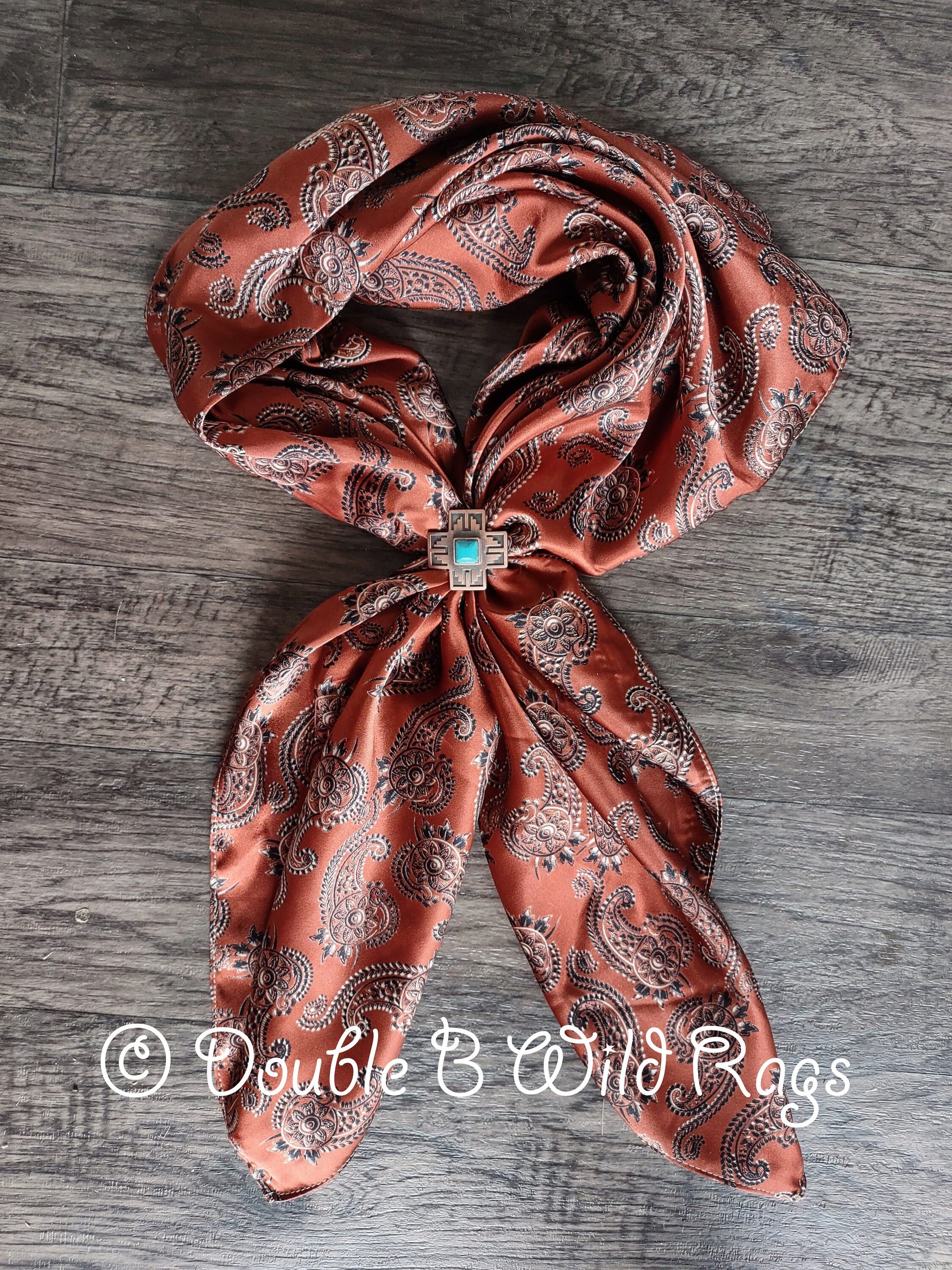 Wild Rag PAISLEY 139 Dark Rust Orange Spurs and Paisleys Cowboy Western Neck Scarf Bandanna by Double B Wild Rags