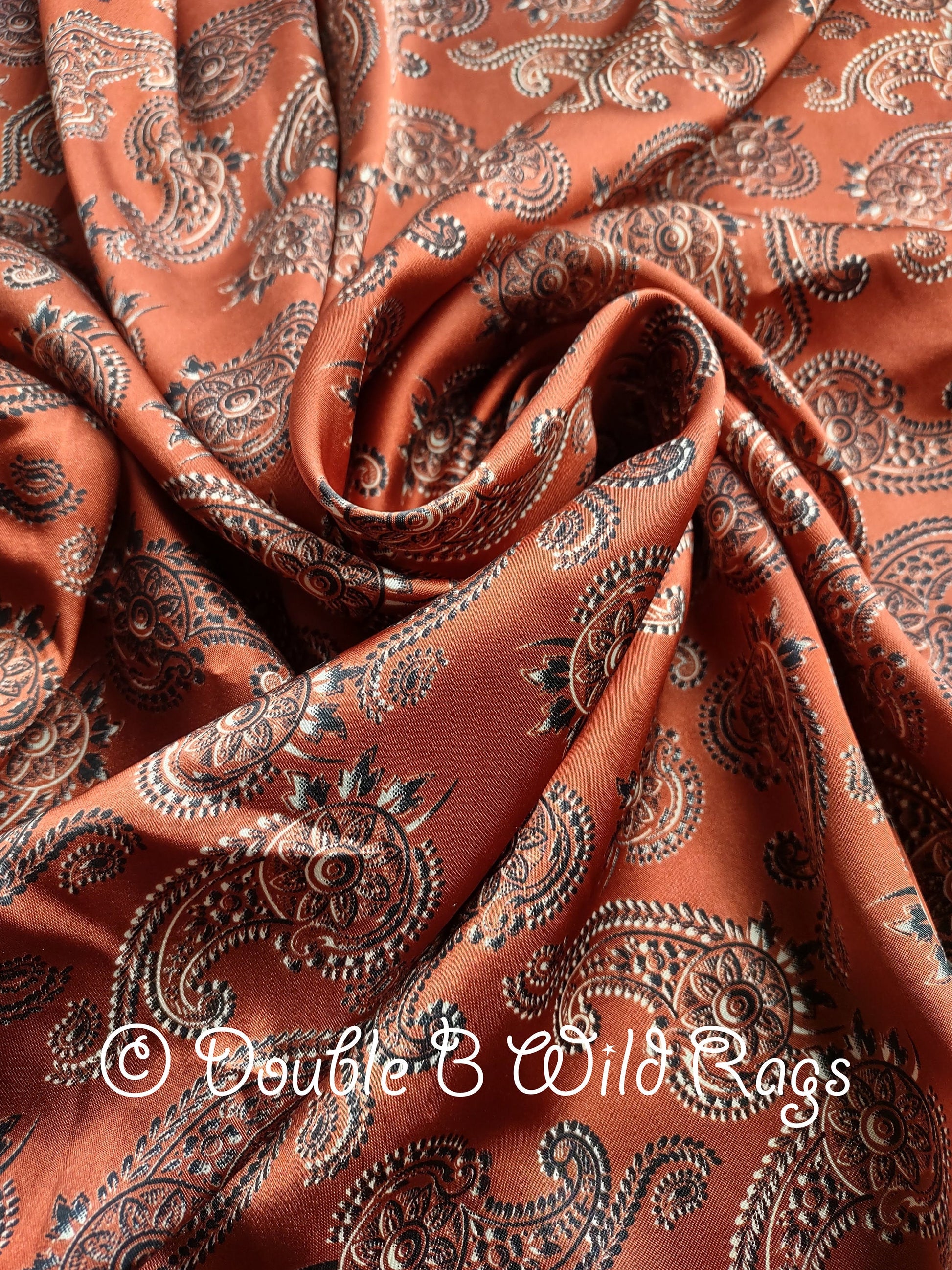Wild Rag PAISLEY 139 Dark Rust Orange Spurs and Paisleys Cowboy Western Neck Scarf Bandanna by Double B Wild Rags