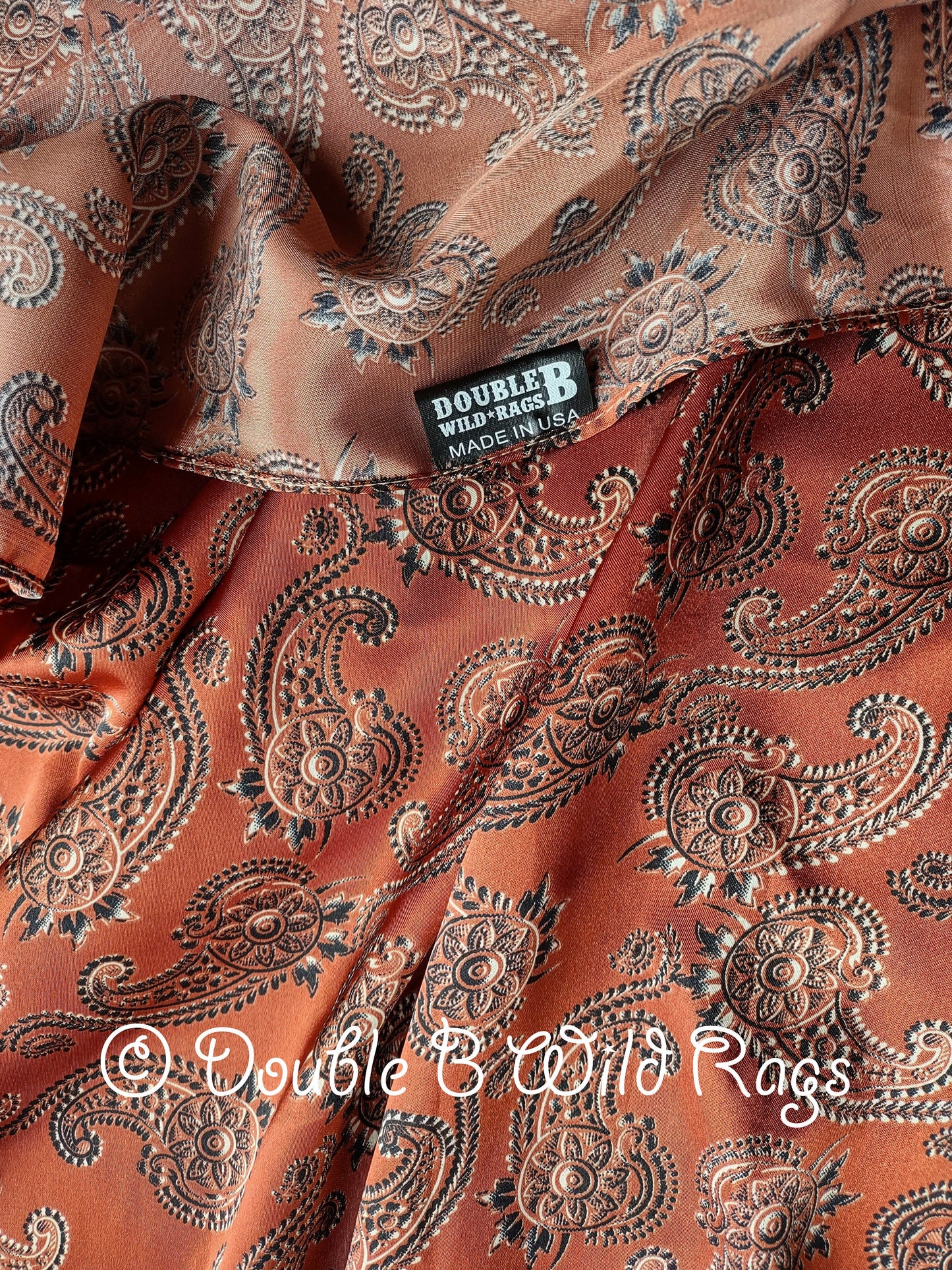 Wild Rag PAISLEY 139 Dark Rust Orange Spurs and Paisleys Cowboy Western Neck Scarf Bandanna by Double B Wild Rags