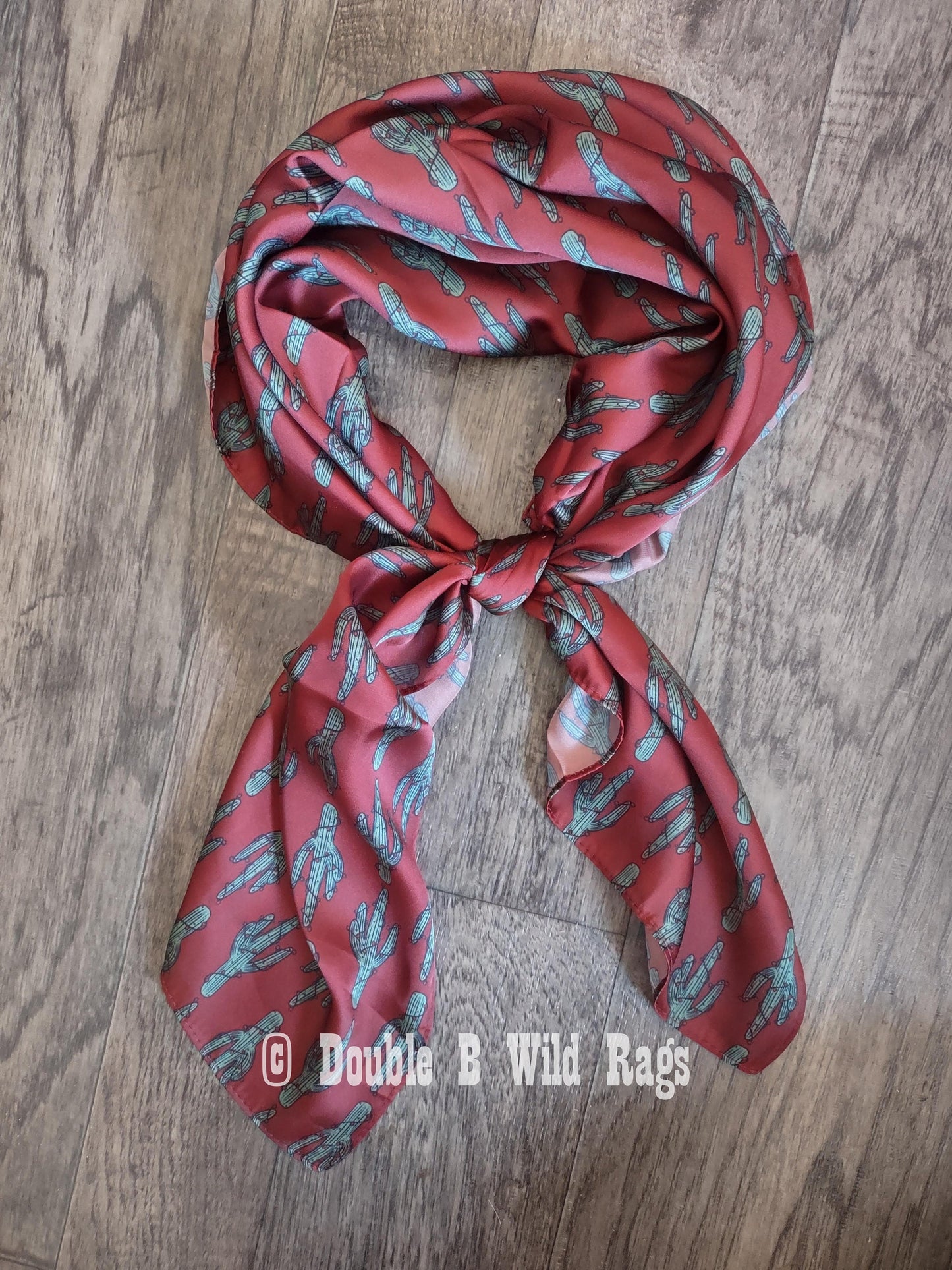 Wild Rag CHRISTMAS HOLIDAY Dark Red Cactus and Lights Cowboy Western Neck Scarf Bandanna by Double B Wild Rags