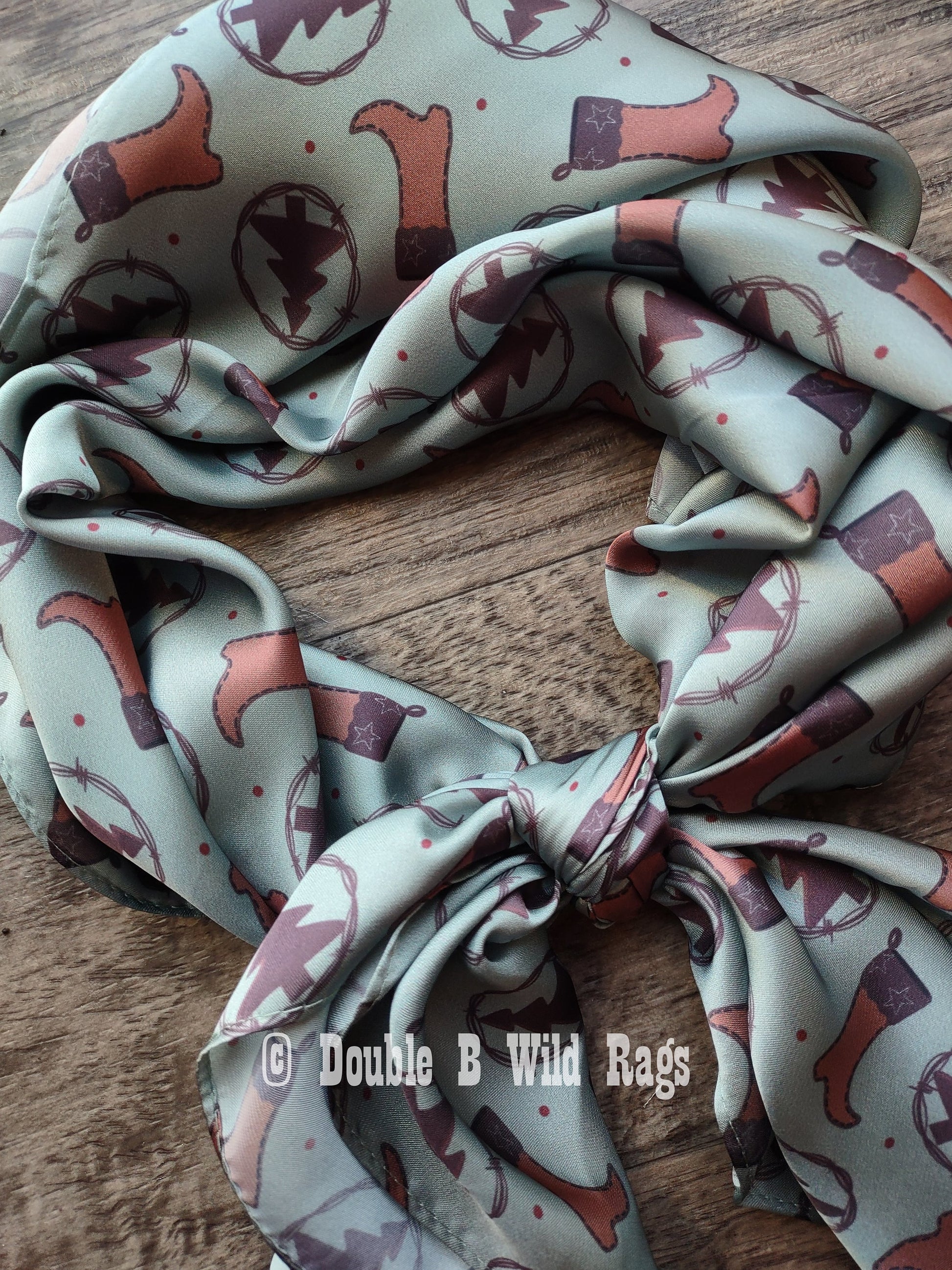 Wild Rag CHRISTMAS HOLIDAY Boots and Christmas trees Cowboy Western Neck Scarf Bandanna by Double B Wild Rags