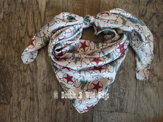 Wild Rag CHRISTMAS HOLIDAY Ivory Cactus Stars and Lights Cowboy Western Neck Scarf Bandanna by Double B Wild Rags