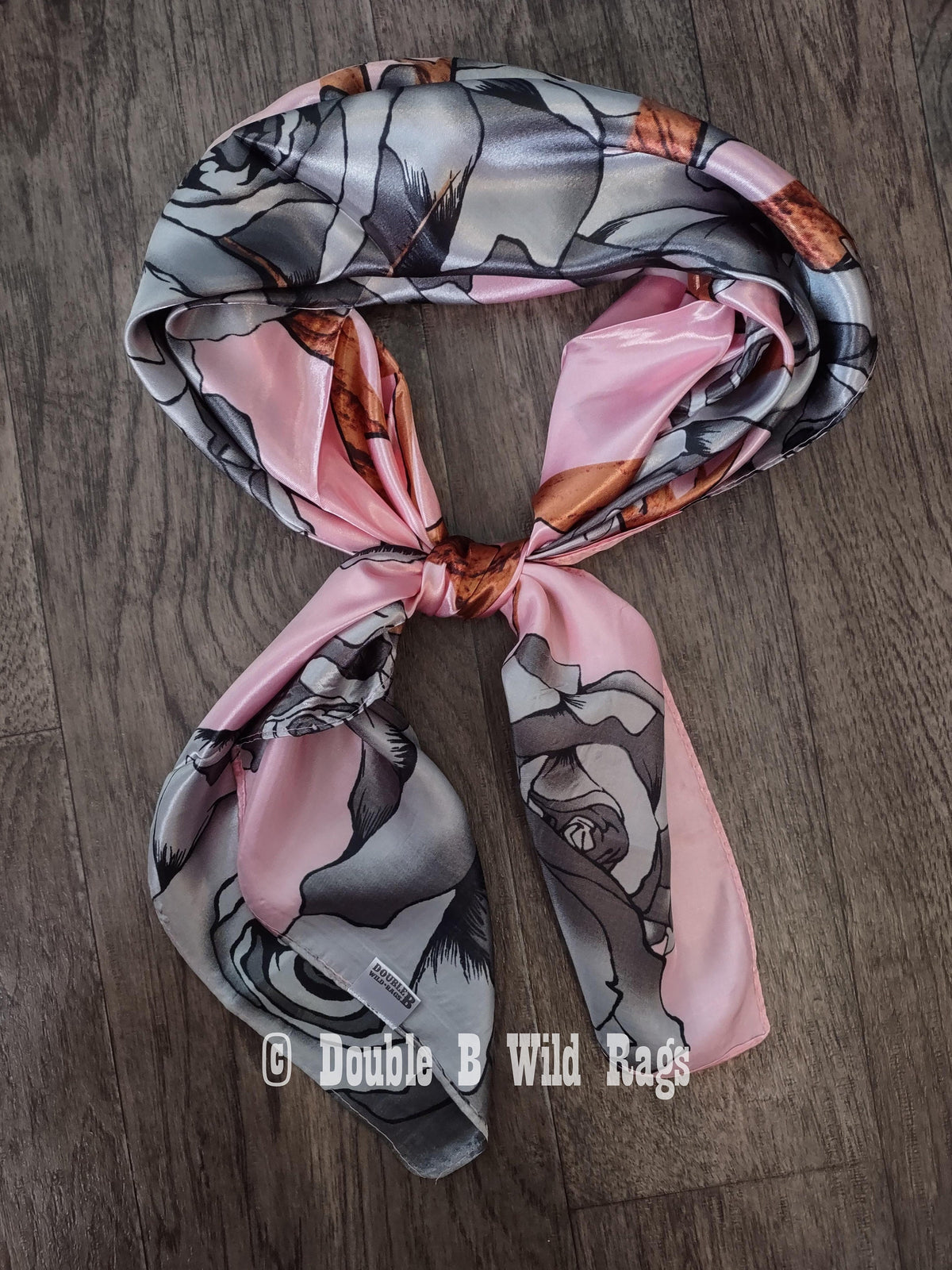 Wild Rag BARGAIN CORNER Pink and Grey Roses with sheds Cowboy Western Neck Scarf by Double B Wild Rags
