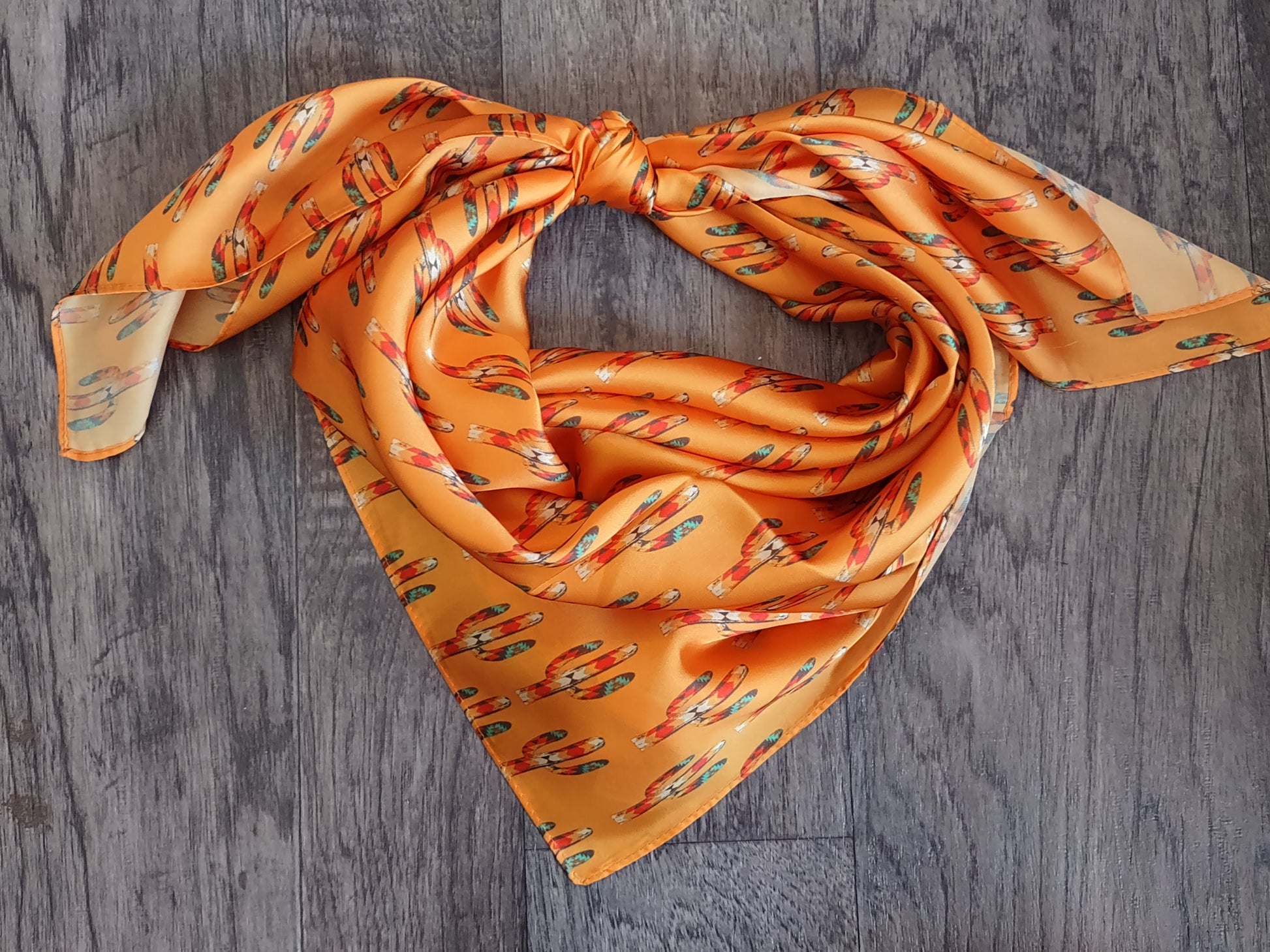 WILD RAG Dark Mustard Gold Cactus Cowboy Western Neck Scarf Bandanna by Double B Wild Rags